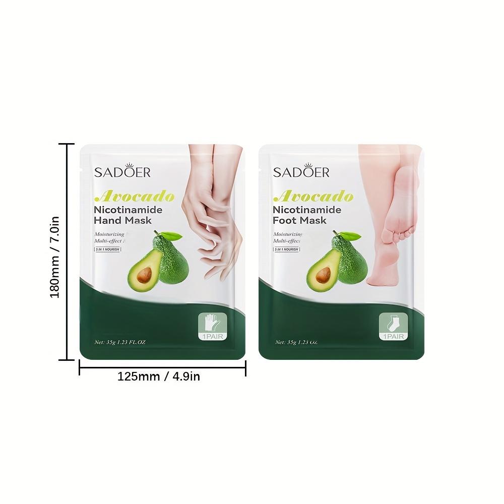12pcs Avocado Extract Hand & Foot Care Masks, Formulated with Plant Extracts, Lightweight, Fast-absorbing Formula