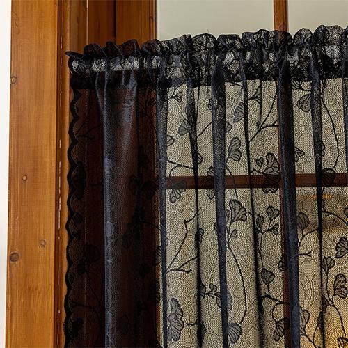 1PC Nuan Series French Rococo Style Sheer Curtain Pastoral Style Lace Half Curtain Door Curtain for Living Room Kitchen Cupboard Window Home Decor