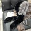 New Rex Rabbit Hair Hat Scarf Integrated Snow Cap Women's Winter Fox Fur Warm Versatile Hooded Scarf
