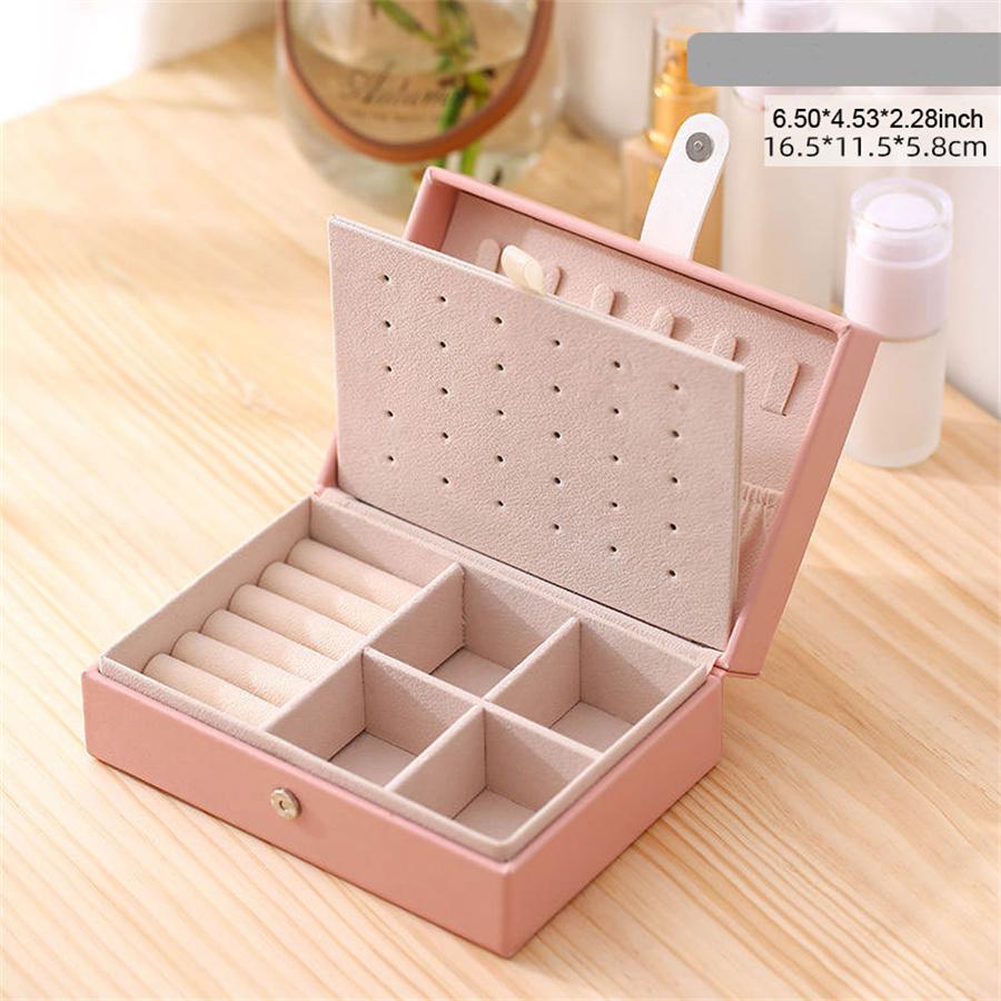Trendy PU Leather Jewelry Boxes Portable Travel Stud Earring Ring Necklace Bracelet Storage Box Jewellery Display Case Organizer