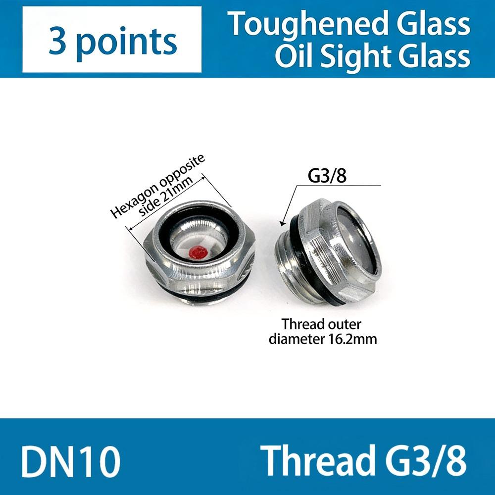 1Pcs G1/4 G3/8 G1/2 G3/4 Oil Sight Window Male Thread G1 G1-1/4 G1-1/2 BSP NPT Oil Level Sight Glass Tempered Glass Aluminum
