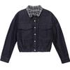 Women's Contrast Denim Patchwork Plaid Jacket