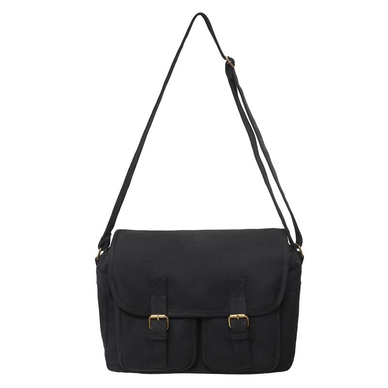 

Повседневные холщовые женские сумки через плечо, женские школьные сумки-мессенджеры, многокарманные, с клапаном и пряжкой, унисекс, для студентов колледжа, кроссбоди, рюкзак для книг 33cmX11cmX27cm чёрный