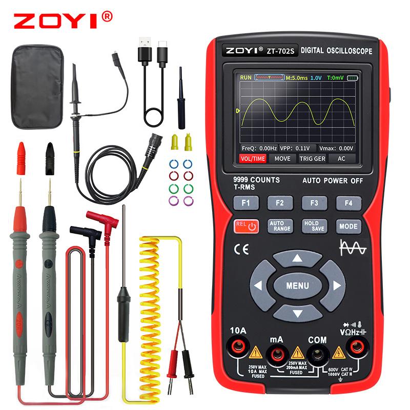 

ZT702S Цифровий осцилограф Мультиметр 48 мс/с Частота дискретизації 10 МГц Аналогова смуга пропускання Підтримка Зберігання сигналу Професійний тестер