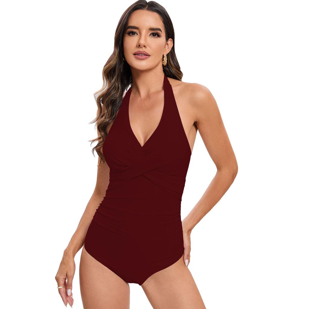 Swimsuit women's new professional sexy one-piece swimsuit multi-color printed cross-cutting belly and thin backless swimsuit