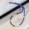 High Quality Natural Chalcedony Lapis Lazuli Artificial Crystal Pearl Design Sense Collarbone Chain Necklace
