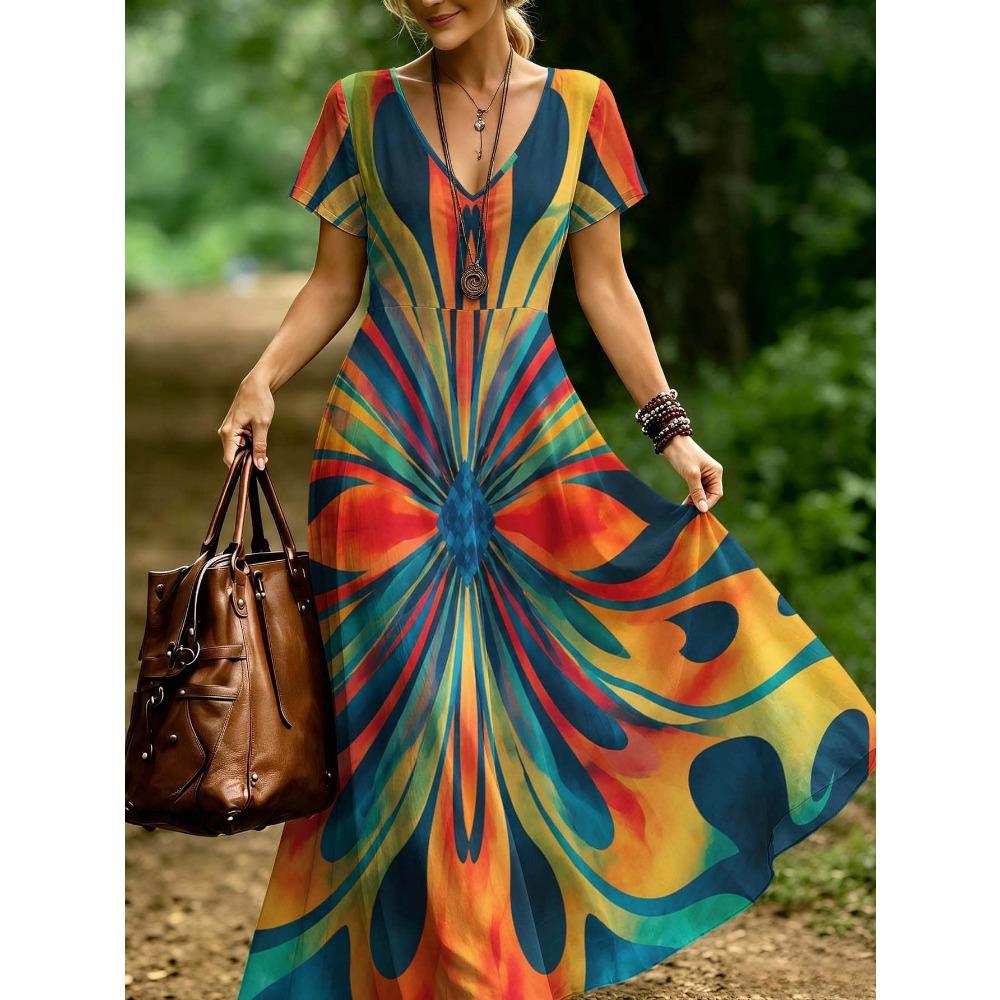 Damen-Langkleid mit Aufdruck