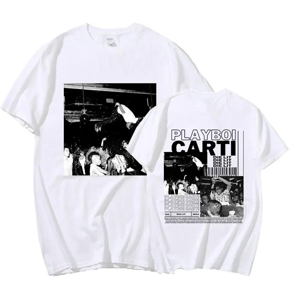 Rapper Playboi Carti Music Album Die Lit Graphic T Shirt Unisex Wounisexs Hip Hop Vintage Fashion Short Sleeve T Shirts Streetwear Bl