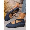 Fall 2025 Cross Elastic Wedge Shoes Plus Size Platform Soles Casual Pumps for Women