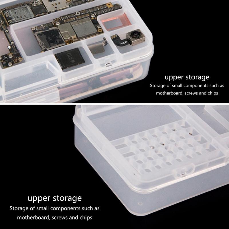 Multi-function Box with Double Layer Mobile Phone LCD Screen Mainboard IC Parts Repair Plastic Storage Box PVC Material