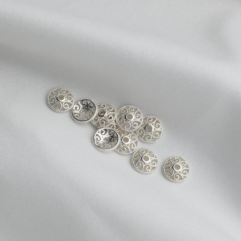 14K Gold Plated Lace Flower Bead Cap 8mm Spacer, Silver Holder for Handmade Jewelry