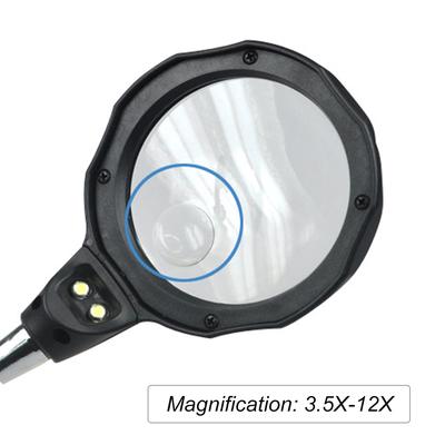 3,5X 12X Bureauloep LED-licht Helpende handen Tafelloep Glazen standaard met krokodillenklemmen