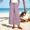 IHUASU Women's Fashion Casual Solid Color Print Pants & Capris