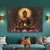 VIKAMA Lotus Buddha Golden Aura Tapestry Will Bring A Peaceful Sacred Atmosphere To Your Living Room Bedroom Or Meditation Space
