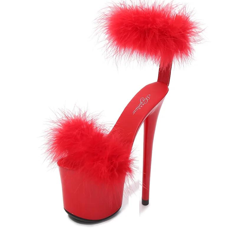 Fashion Slippers 20cm extra high heels, thin heels, sexy waterproof platform, hating the sky, super high slippers women's summer sandals