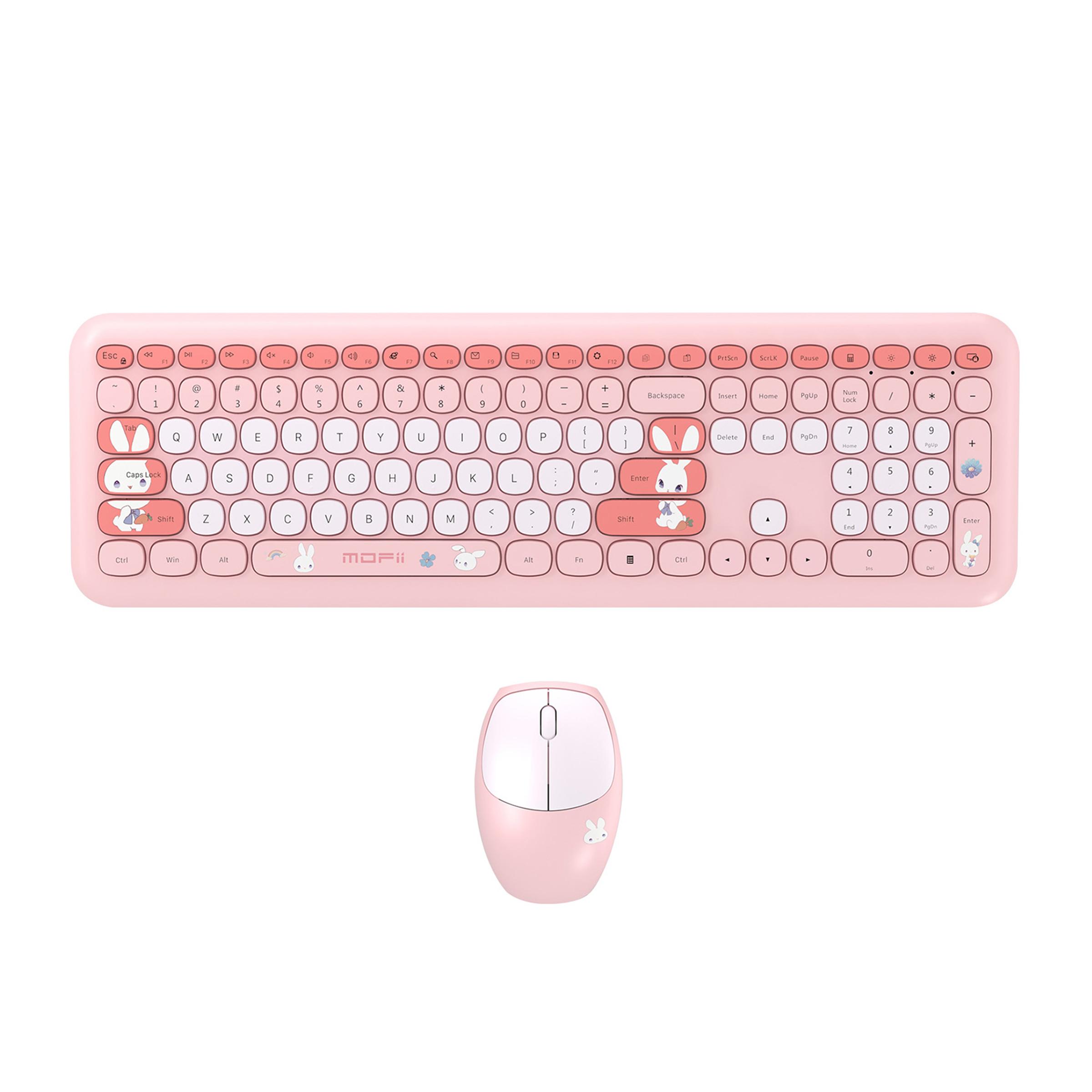 

Беспроводная клавиатура и мышь Mofii, комплект из 110 клавиш, полноразмерная, ультратонкая, 2,4 ГГц, 1200 скоростей движения, мышь USB для офисного ноутбука розовый