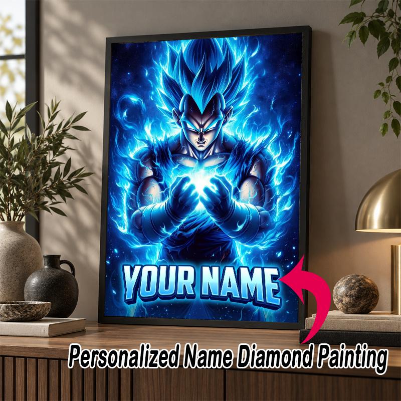 Personalized Dragon Ball Vegeta Diamond Art Custom Name 5D Diamond Painting Full Drill DIY Craft