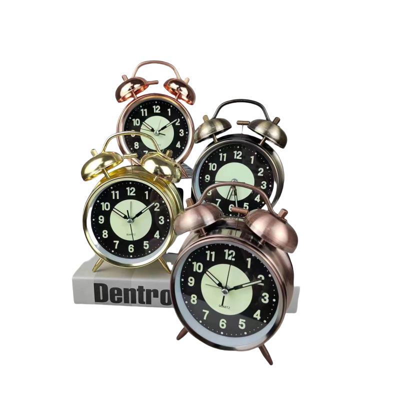 3" 4" Luminous Silent Metal Alarm Clock with Loud Ringtone - Bedside/Desk Use