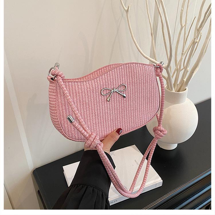 

Женская новая корейская версия простой дизайн бант стиль персонализированный повседневный дизайн плечевая кроссбоди подмышечная женская сумка розовый