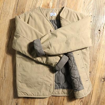 Men's Vintage Casual Single-breasted Jacket Male Long Sleeve V-neck Padded Clothes