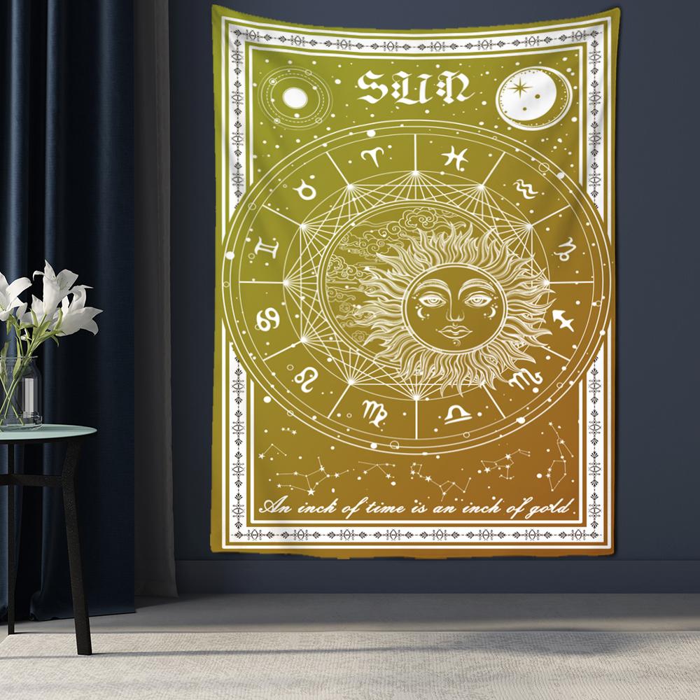 

Компас Звездное Небо Гобелен Таро Настенное Крепление Солнце Луна Хиппи Тапиз Колдовство Искусство Психоделический Домашний Декор 150x100 cm