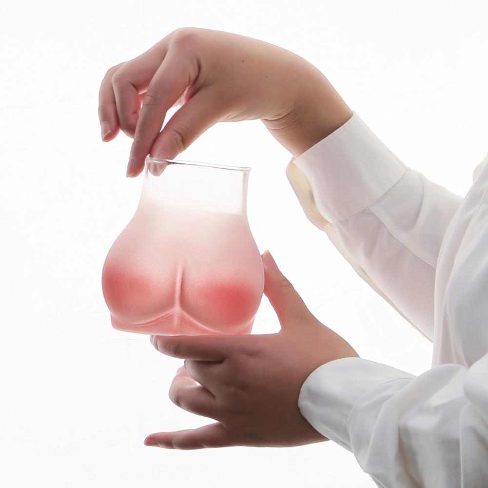 Clear Drinking Cup 3D Butt Shape Glass Whiskey Juices Cup For Cold Juices