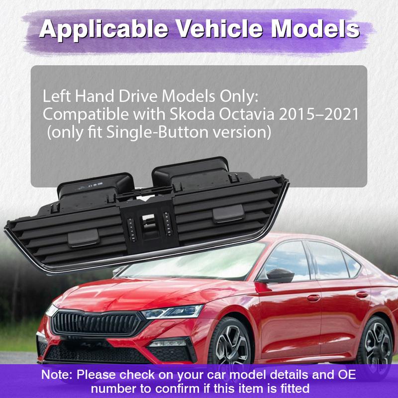 Dashboard Left Right Central Rear Air Outlet Vent for Skoda Octavia 2015 2016 2017 2018    5E0820951 5E0819701