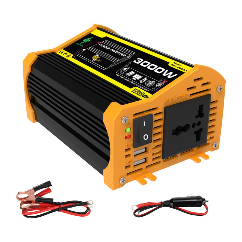 Dual USB Car Voltage Transformer 3000W DC 12V To AC 110/220V Car Inverter Digital Power Inverter Built-in Fuse for RV Caravan