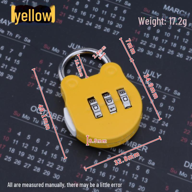 Black Mini Cartoon Password Padlock for Luggage and Pencil Cases