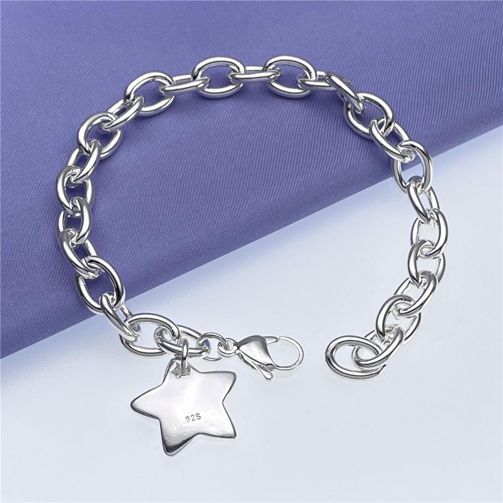 High Quality 925 Stamp Silver Pretty Star Pendant Bracelets for Women Fashion Designer Jewelry Party Wedding Christmas Gifts