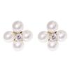 1Pair Simple Flower Pearl Sweet Earrings Trendy White Imitation Pearl Earrings For Women Elegant Bridal Wedding Jewelry