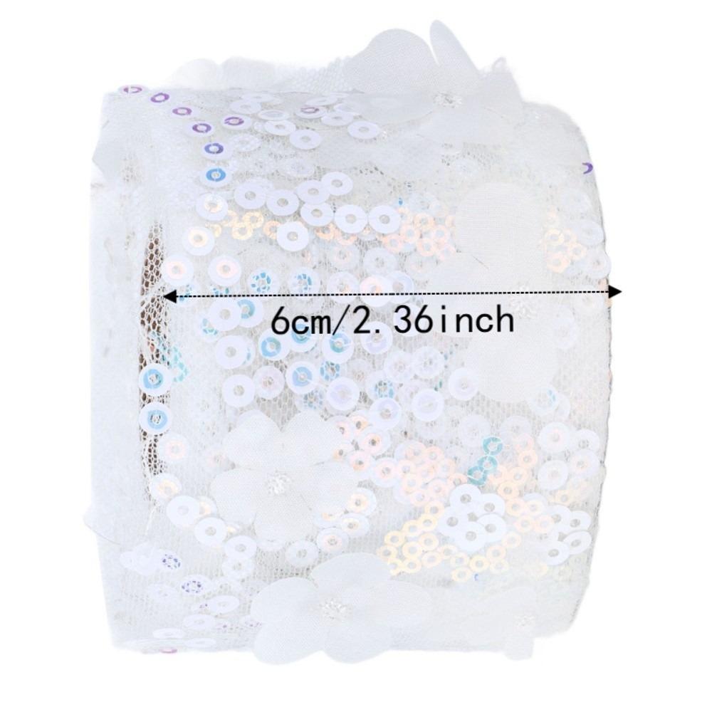 1pcs 6cm Width Sequin Ribbon Webbing Polyester Material Embroidered Sheer Ribbon  For DIY Crafts белый