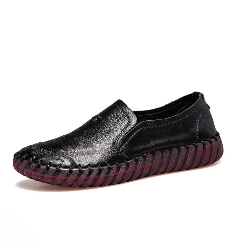 Black Wide Fit Women Female Loafers Designer Spring Shoes with Genuine Leather Upper 2026 New Oxford Sneaker Woman Flats