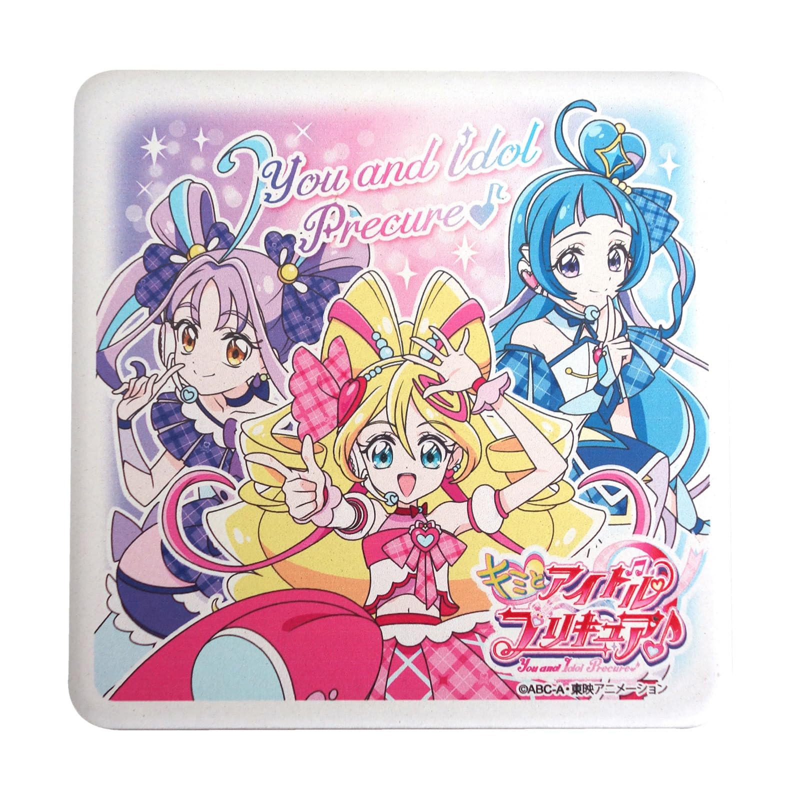 Kimi to Idol miscellaneous product number 075537 PreCure Впитывающая подставка под стакан, квадратная, керамическая, 10 см, посуда, товары, товары, белый