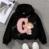 Child Black Long- Sleeve Hoodie Girls Skye Polyester Top Cartoon Letter A-Z  Printed Pullover Children Birthday Gifts