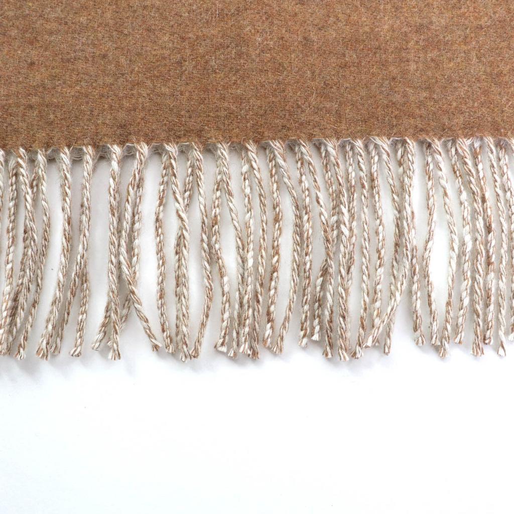 Excellent HERMES Scarf Cazac Chevron Reversible with fringe Brown white cashmere Women Used
