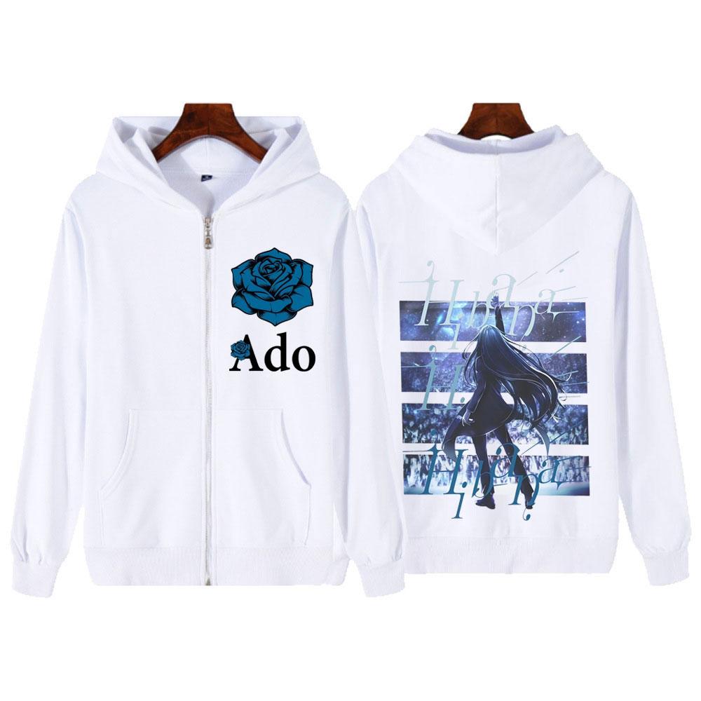 Ado WORLD TOUR Hibana Kapuzenpullover mit Reißverschluss für Damen und Herren, langärmelig, lässig, hochwertig, Winter, Harajuku-Stil, Sweatshirt mit Reißverschluss