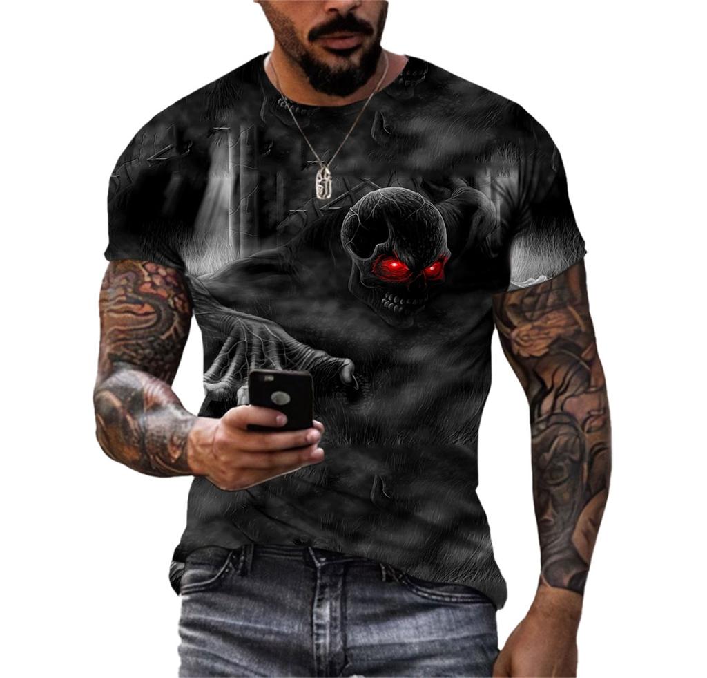 Europa und Amerika Mode Kühlen Schädel Muster Männer T-shirt Sommer Casual Terror grafik t-shirts 3D Gedruckt Persönlichkeit Tees tops