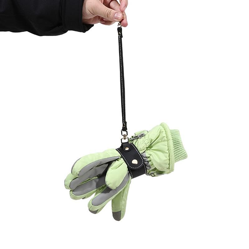 Trendy Solid Color Pu Leather Glove Scarf Holder Strap Outdoor Travel Hat Clip Portable Multifunctional Towel Storage Clip