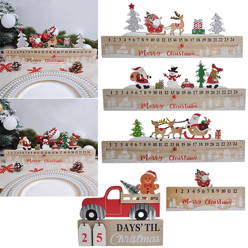 1PC Wooden Ornaments Countdown Gifts Christmas Festival Mobile Practical Painted Decorations Calendar