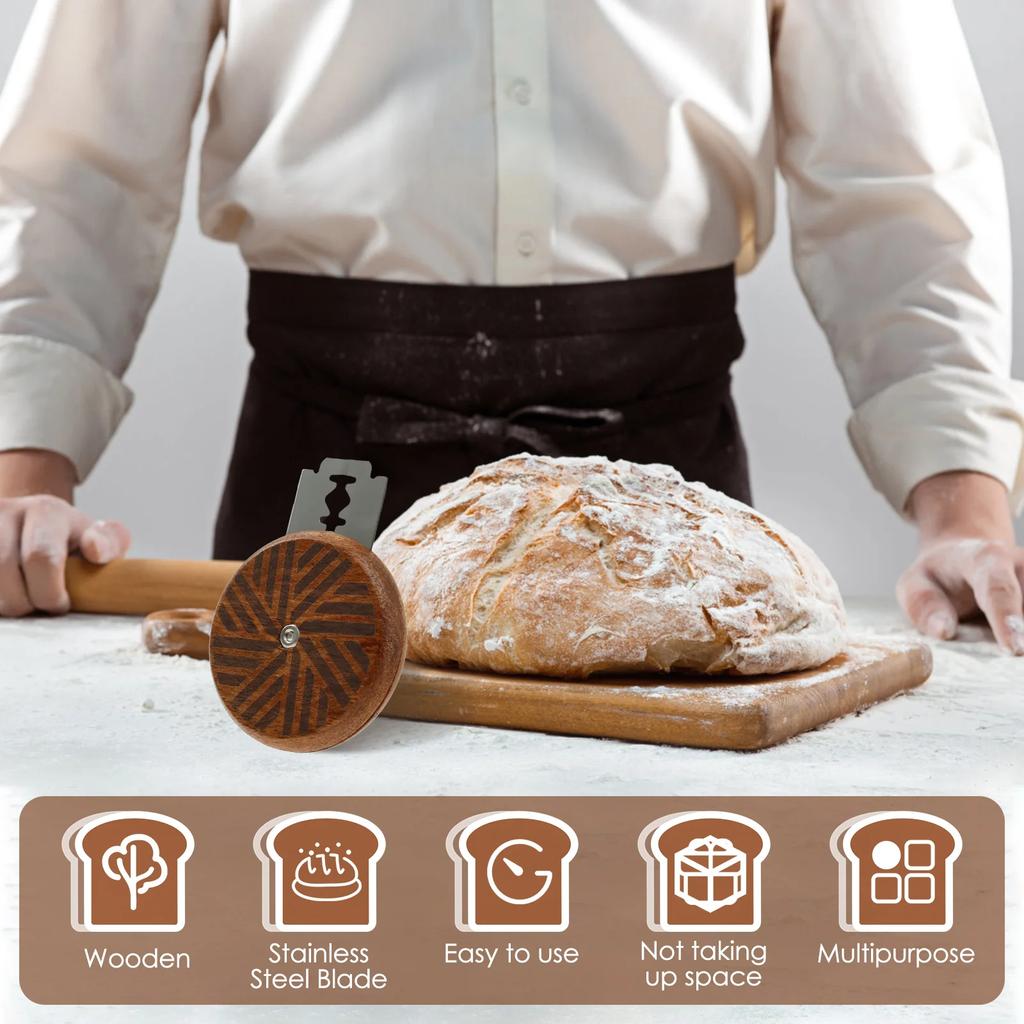 Wood Bread Lame Slashing Tool with 15 Blades and 1 Leather Bag Handmade Dough Scoring Knife Multipurpose Sourdough Scoring Tool