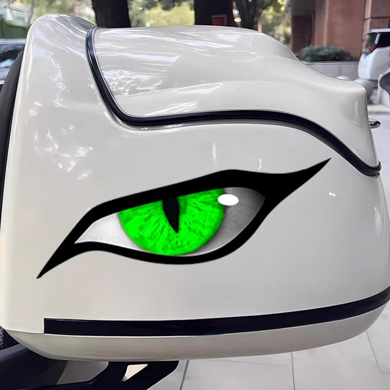 Car Sticker 3D Glossy Green Eye Car Sticker - For Rearview Side Mirror, Eye-catching Animal Eye Design Decal
