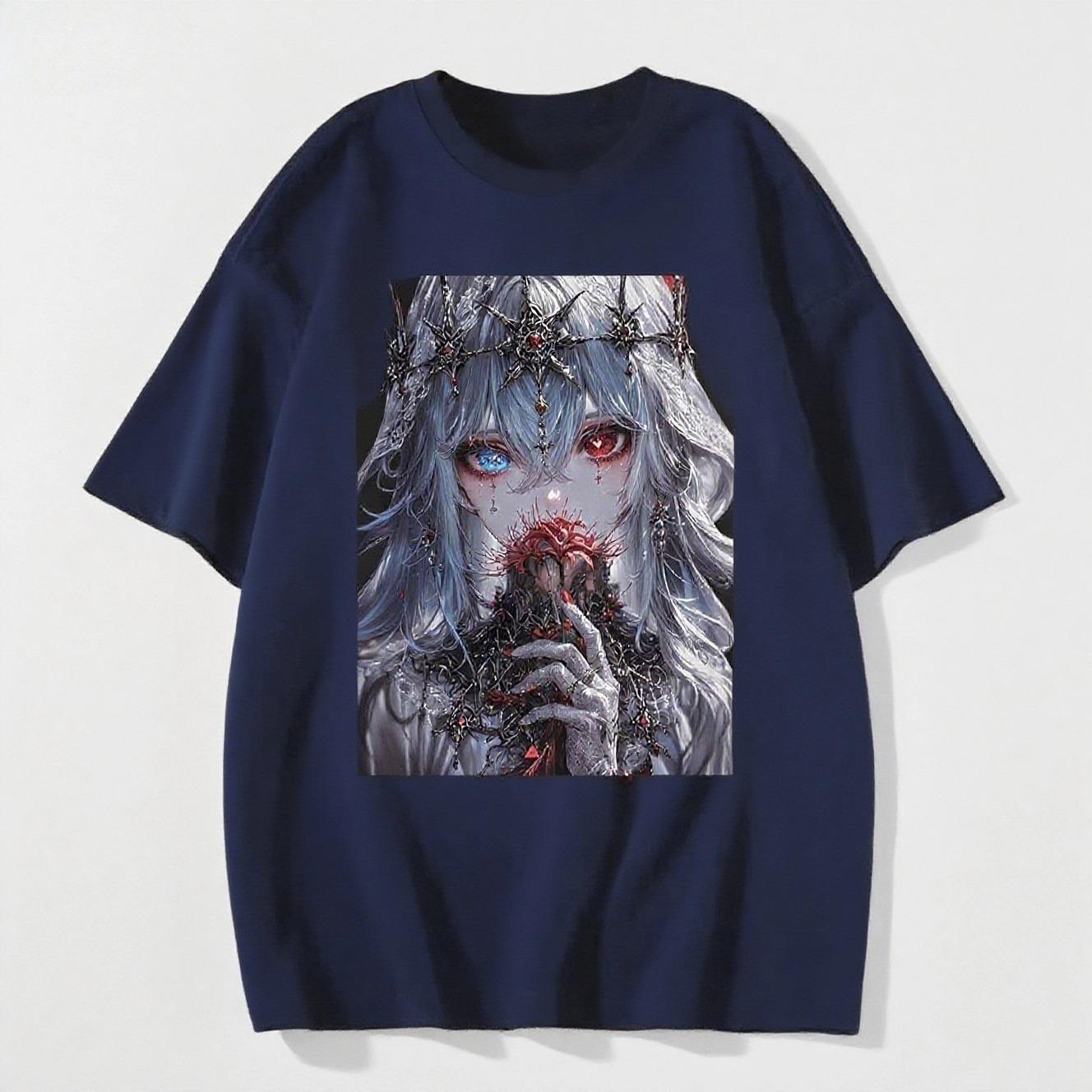 

2025 Американский Дьявольский Стиль Принтованная Футболка с Коротким Рукавом Летний Повседневный Модный Топ Круглый Вырез Хлопок Прохладная Дышащая Футболка 4XL