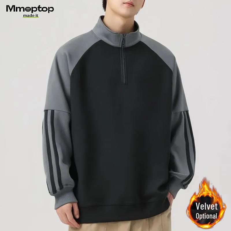 

MMOPTOP Men s American Style Color Block Half-Zip Raglan Sweatshirt 2XL