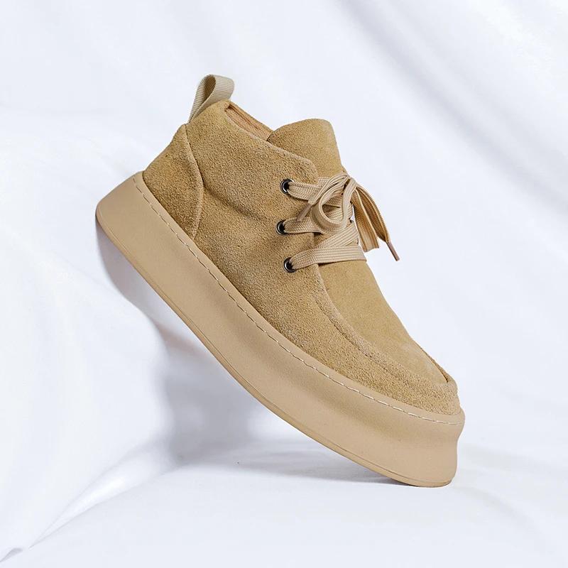 Genuine Leather Men's Casual Boots Designer Ankle Boots Handmade Sewing Male Walking Shoes Warm Plush Fur Winter Boots