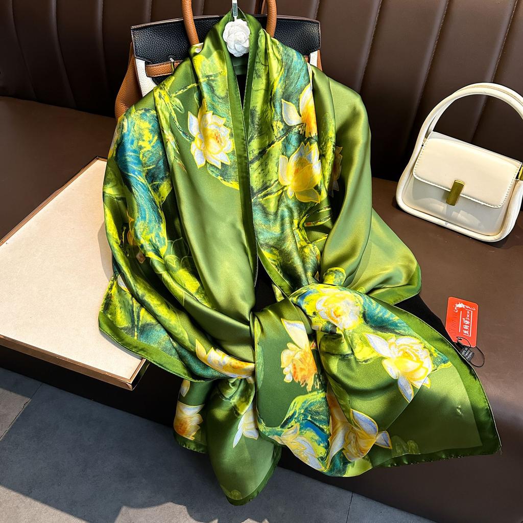 Luxury Brand Women Long Silk Scarves Shawl Lady Wrap Soft Female Europe Designer Beach Bandanna Foulard Muffler Pareo 180*90cm