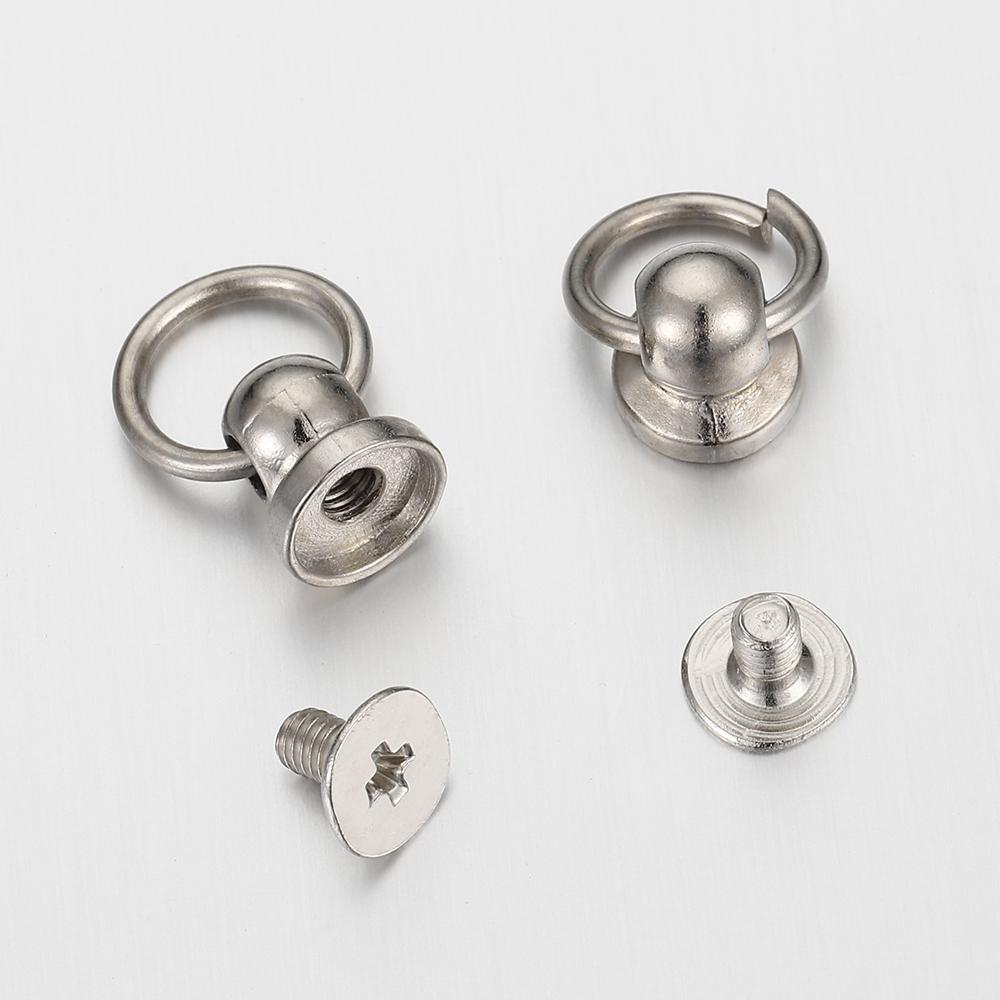 20pcs Metal Ball Post With O Ring Studs Rivets Nail Screwback Round Head Spots Spikes Leather Craft Phone Case Decor Accessories