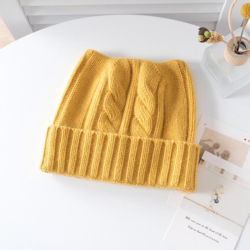Baby cashmere children's hats autumn and winter thickened cold-proof and warm knitted hats Baotou wool hats