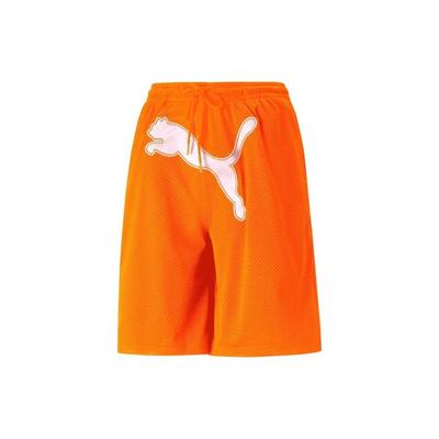 X Dua Lipa Kollaboration Großes Logo Mesh Gerades Bein Lässige Sportshorts Damen Shorts Orange 536636-86