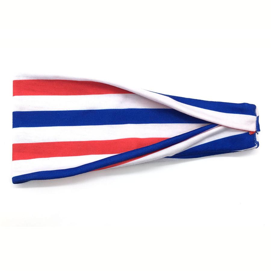 American Flag Independence Day Headband Sporty Elastic Headband, Women's Fashionable Crisscross Wide Headband Hair Accessory
